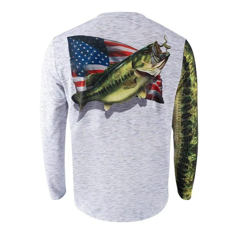 Custom Logo Back Pattern Design Dye Sublimated Stay Cool Versatile Stylish Long Sleeve Fishing T Shirt