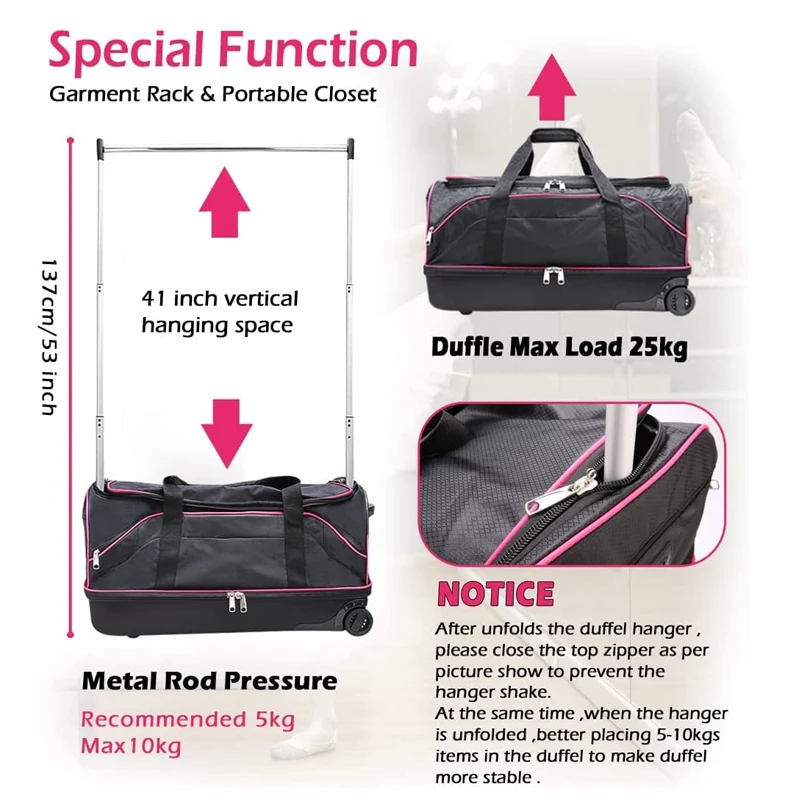 Wheeled Garment Duffle Competition Bag 28" Dance Costumes Rolling