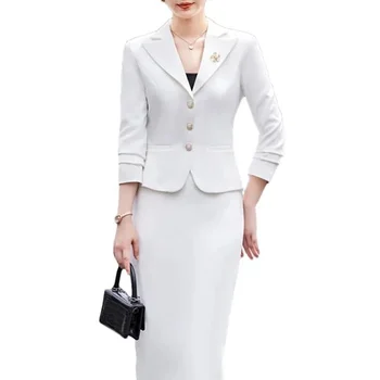Boying New Spring and Autumn Women's Professional Style Suit Dress with Short Coat Elegant Blazers for Work