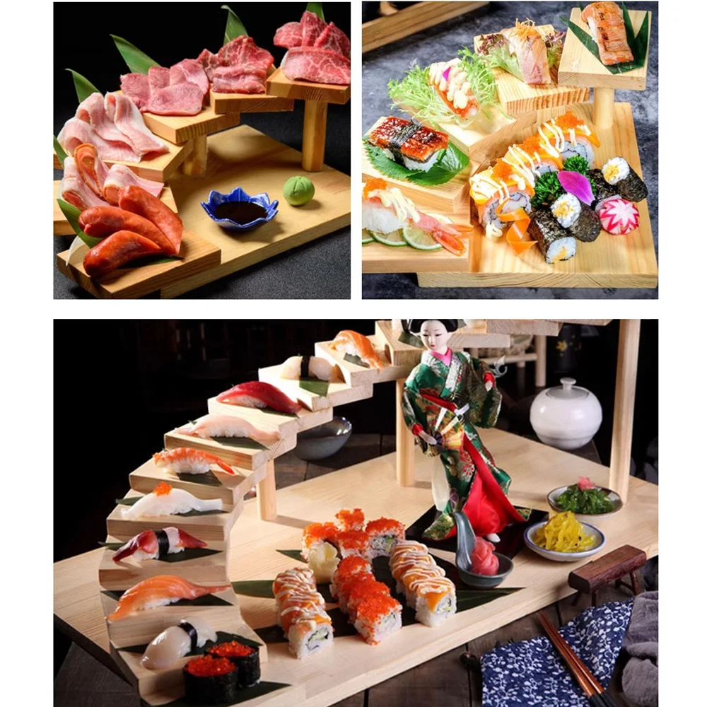product hotel creative japanese sushi pate grilled meat hotpot wooden tableware arrangement food tray for serving and displaying dishes-8