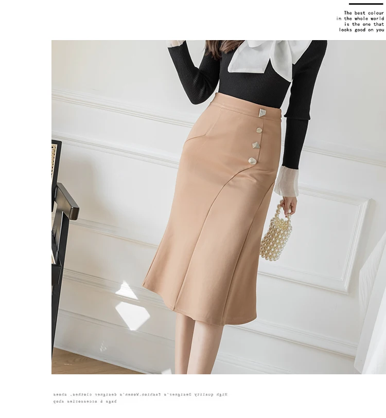 Faldas Largas Negras De Gran Tamaño Para Mujer,Faldas De Sirena De Cintura Alta A La Moda,Ropa Coreana Elegante Para Oficina,2022 - Larga Faldas,Para Mujer 2022 Moda De Cintura Alta Sirena Faldas