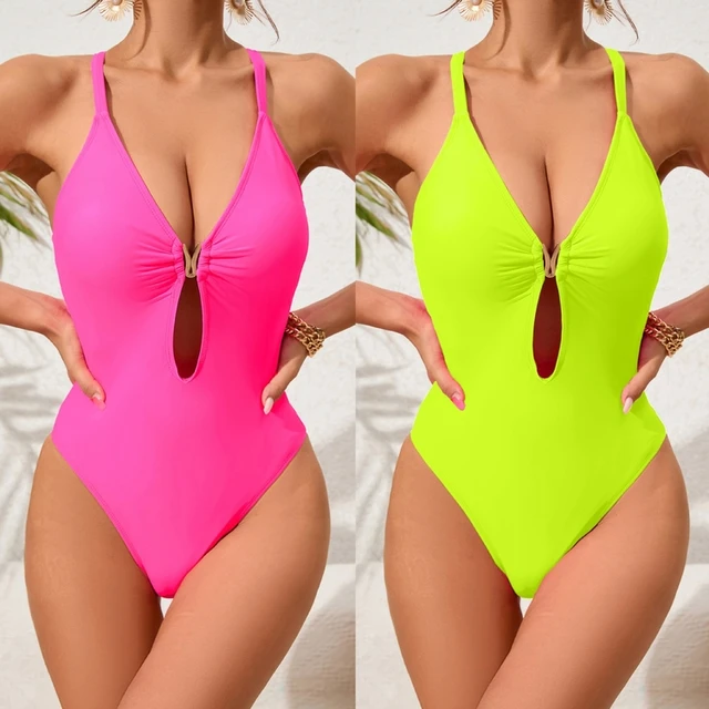 2024 Latest Designer Bikini Cross Straps Back Cut Out Deep V-wire Neck One Piece Swimwear Brazilian Swimsuit