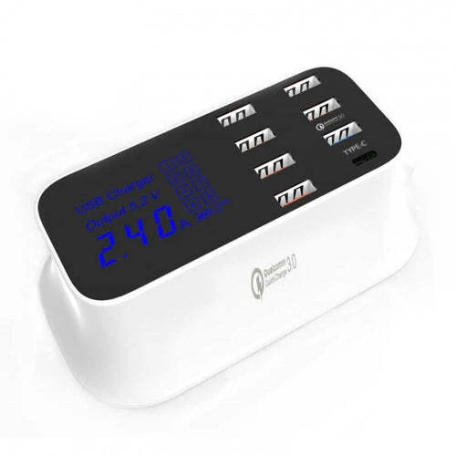 8 Port USB Quick Charger Hub With Type-C Port USB Charger Station