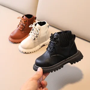 British Styles Kids Western Boots New Design Ankle Pu Leather Winter Boys Shoes Warm Children Footwear Wholesale Girls Booties