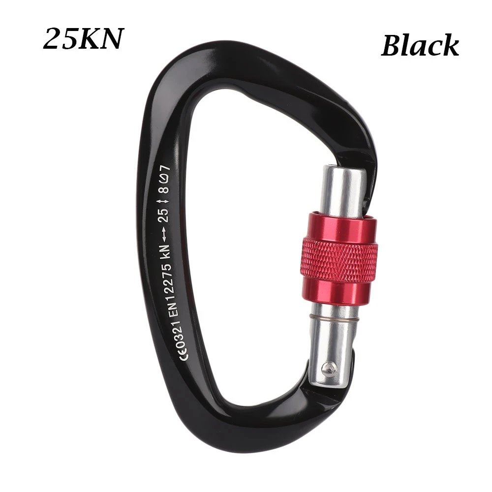 Heavy Duty D Shape Custom Carabiner Black Aluminum Carabiner 25kn Swivel Rated Carabiners Locking