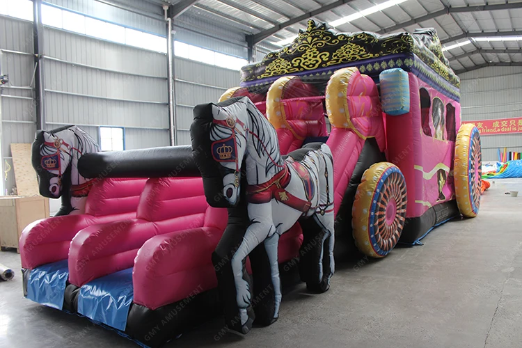 New Design Commercial Rental Giant Princess Horse Inflatable Slide Castle Outdoor Trampolines Games Kids Bouncing Play House