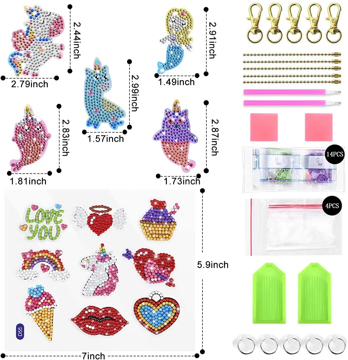 Алмазная живопись, наклейки с драгоценным камнем, брелоки, аксессуары, 5D алмазная живопись по номерам, художественные наборы для девочек, детей