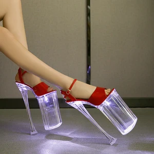 26cm Electric Pole Climbing Shoes Women's Sandals Party Shoes Female Stripper High Heels Party Club Women Heels Pole Dance Shoes