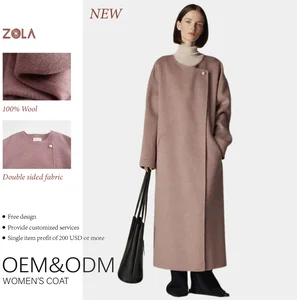 ODM Women's Handmade 100% Wool Eco-Friendly Long Winter Casual Woolen Coat with Single Button Closure and Belt Keeps Warm