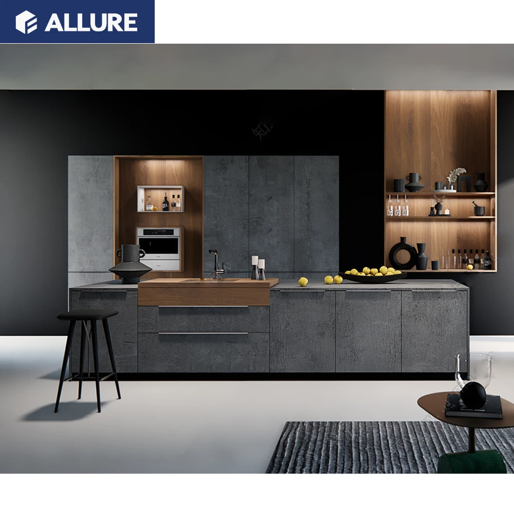 Allure Custom China Design Lacquer Smart Kitchen Cabinets Complete Sets Ready to Assemble Modern Kitchen Cabinets