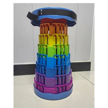 Telescopic Folding Stool Portable Metal Metal Colorful Camping Chair with 3 Clip