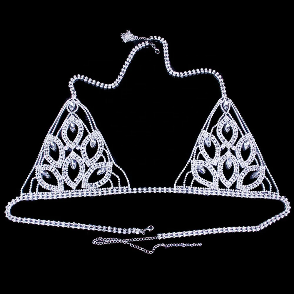 Sexy Fun Nightclub Beach Bikini Rhinestone Crystal Underwear Set Thong