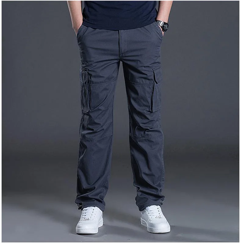 New Men's Casual Multi-pocket Straight Cargo Pants Men's Sweatpants ...