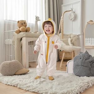 Animal Design Jumpsuit Romper Onesie Pajamas for Newborn Baby Cute Fleece Flannel Winter Closure Zipper for 3-6 Months Old