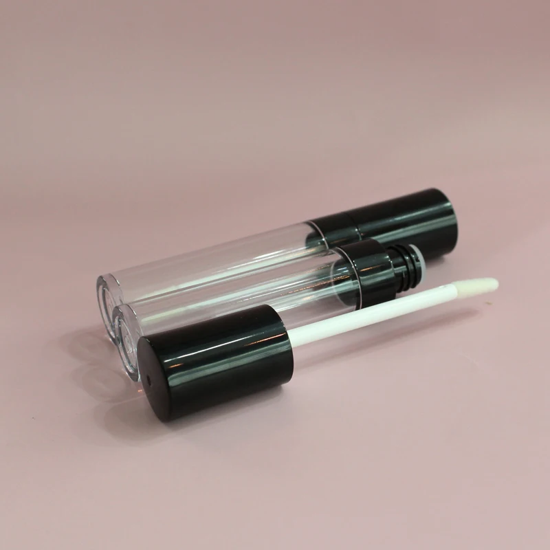 Cosmetic Tubes Black Lip Gloss Containers Tube 7ml Customized Lipgloss Packaging Round Shape Plastic Tube For Cosmetic LG-065