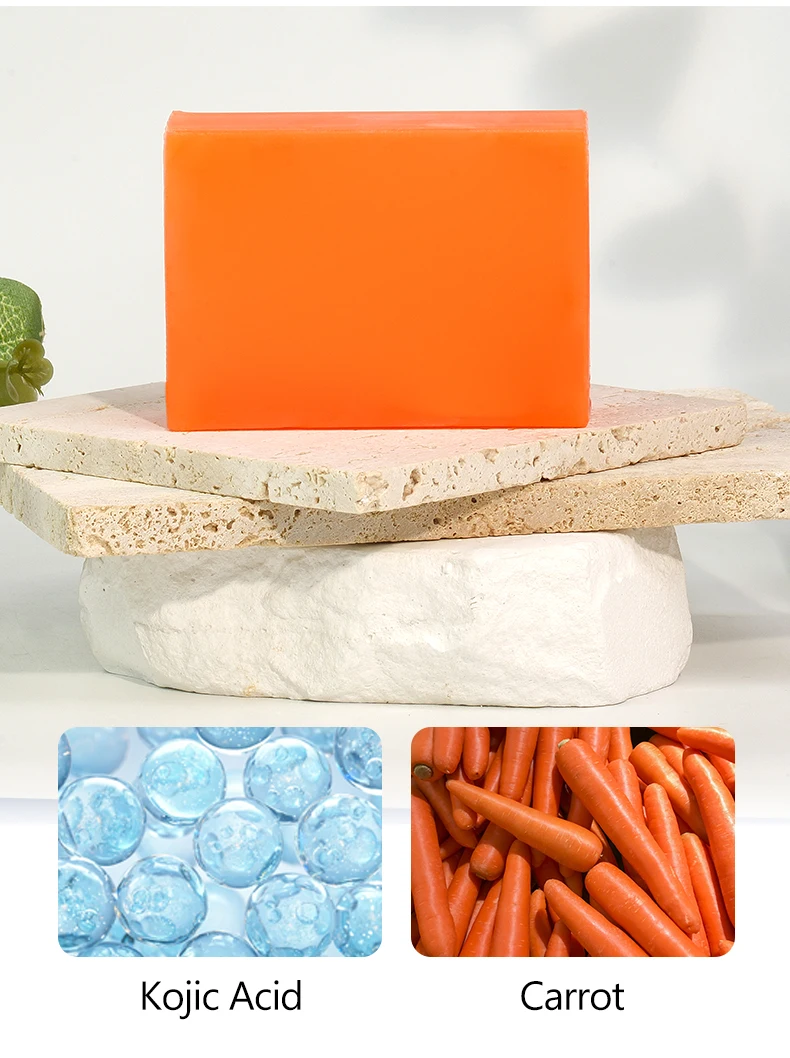 120g Kojic Acid & Carrot Body Bath Soaps Clear Skin Product Moisturizing Fair Skin Face and Body Bar Soap