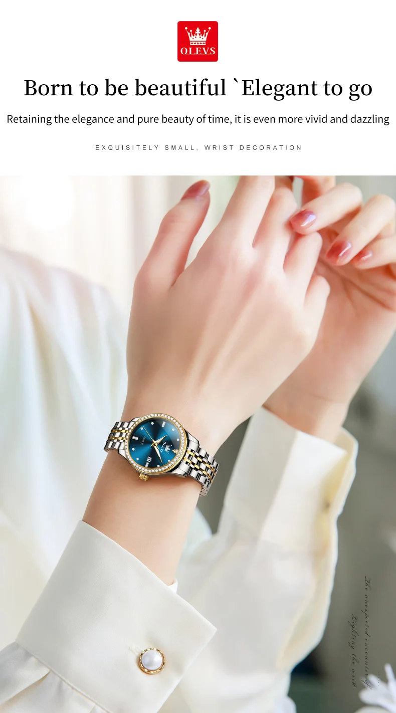OLEVS 3625 Couple Women and Men Watches Fashionable Style Stainless Steel Material Luminous Hands Simple Dial Design Wrist Watch