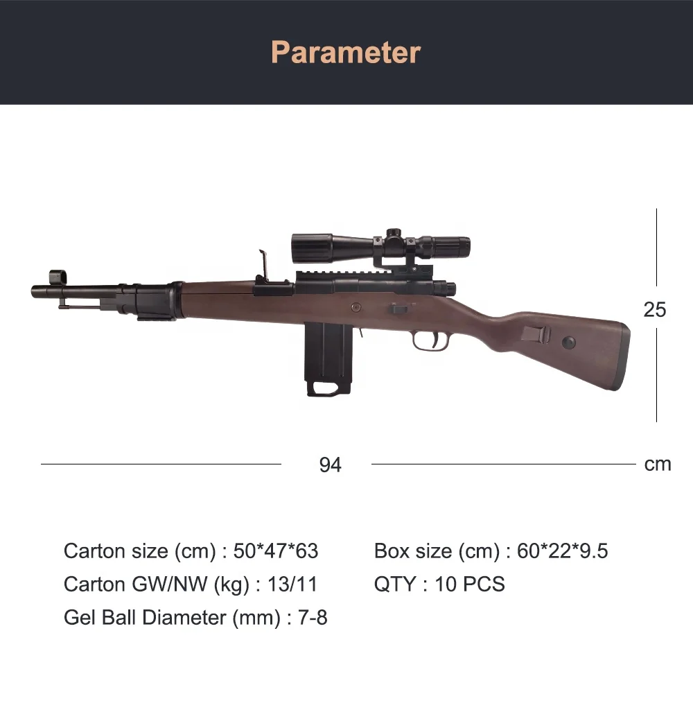Tactical Version 98k Toy Gun With Telescope Shooting Dry Gel Ball Gun