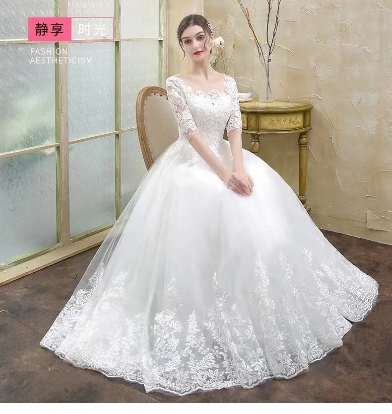 2020 Newest Style Summer Floor Length Lace Women Wedding Dress Vestido De Boda Ladies Wedding Gown
