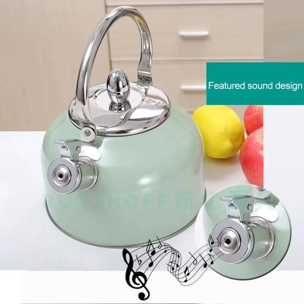 Small Bulk Order 3L Stainless Steel Japanese Whistling Tea Kettle with Color Painted Tea Kettle Water Pot