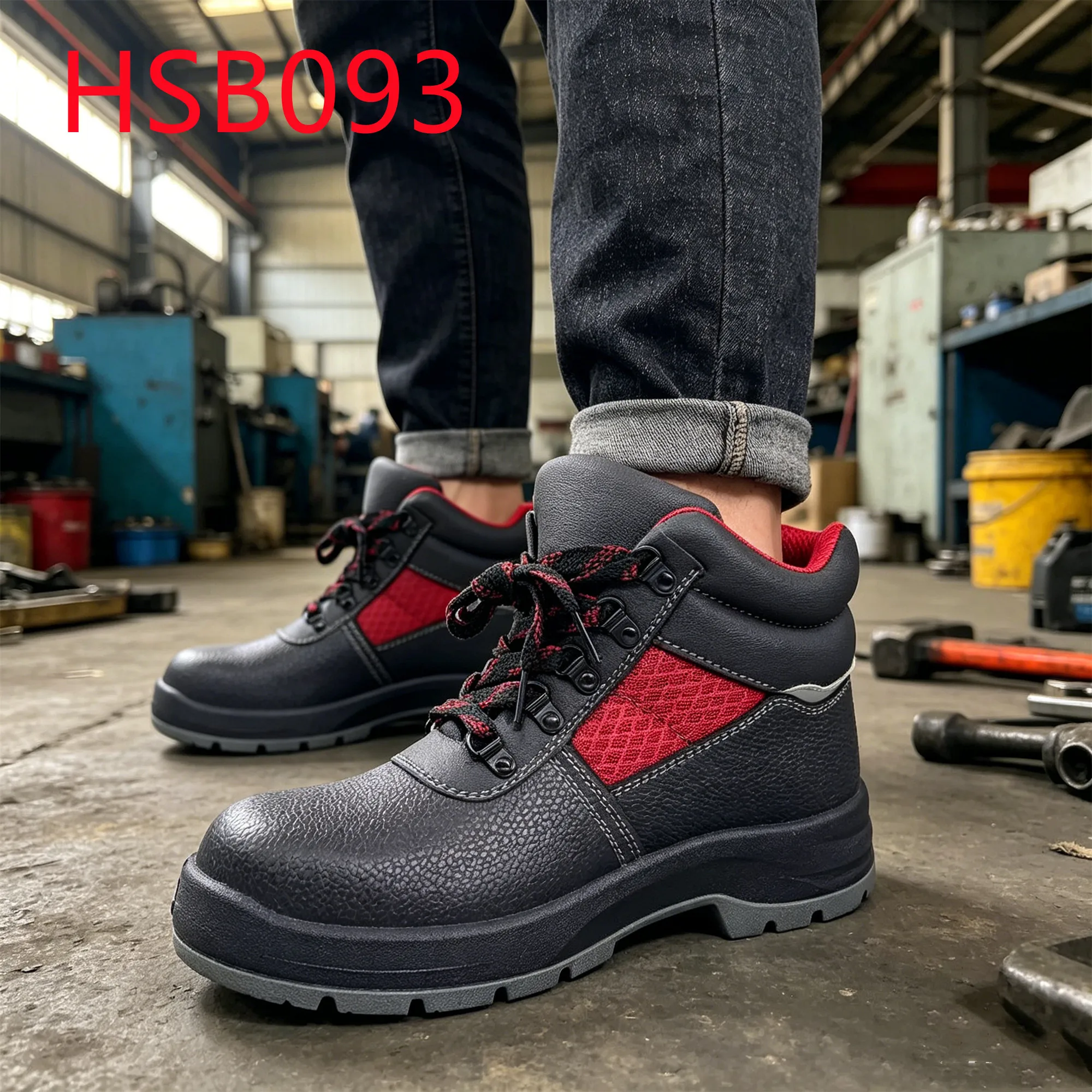 HY,Nigeria Popular High-Visibility Design Work Boots with Steel Toe Freight Work Against Heavy Impacts Safety Footwear HSB093