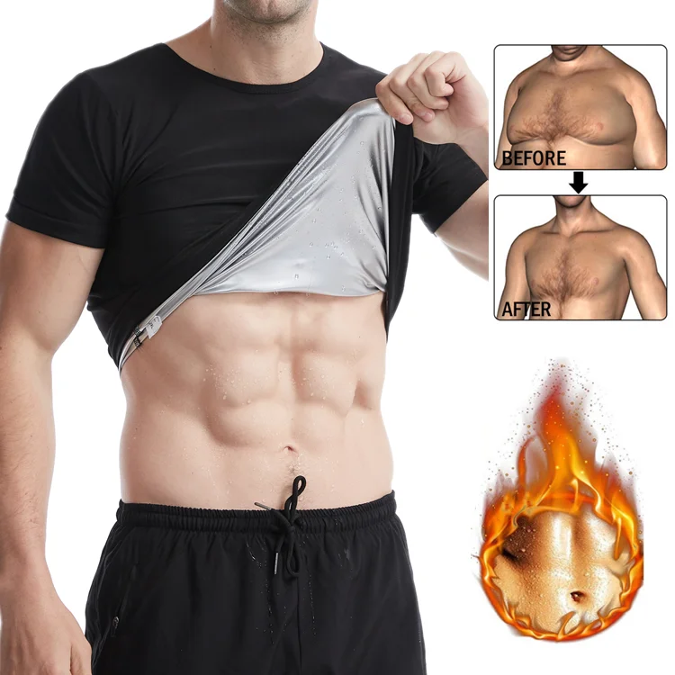 Men Sauna Suit Heat Trapping Shapewear Sweat Body Shaper Vest Slimmer ...