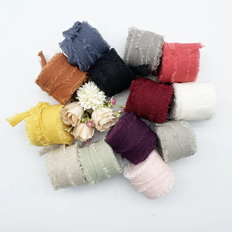 13 Colors Linen Cotton Ribbon Fray, Ribbon For Gift Wrapping