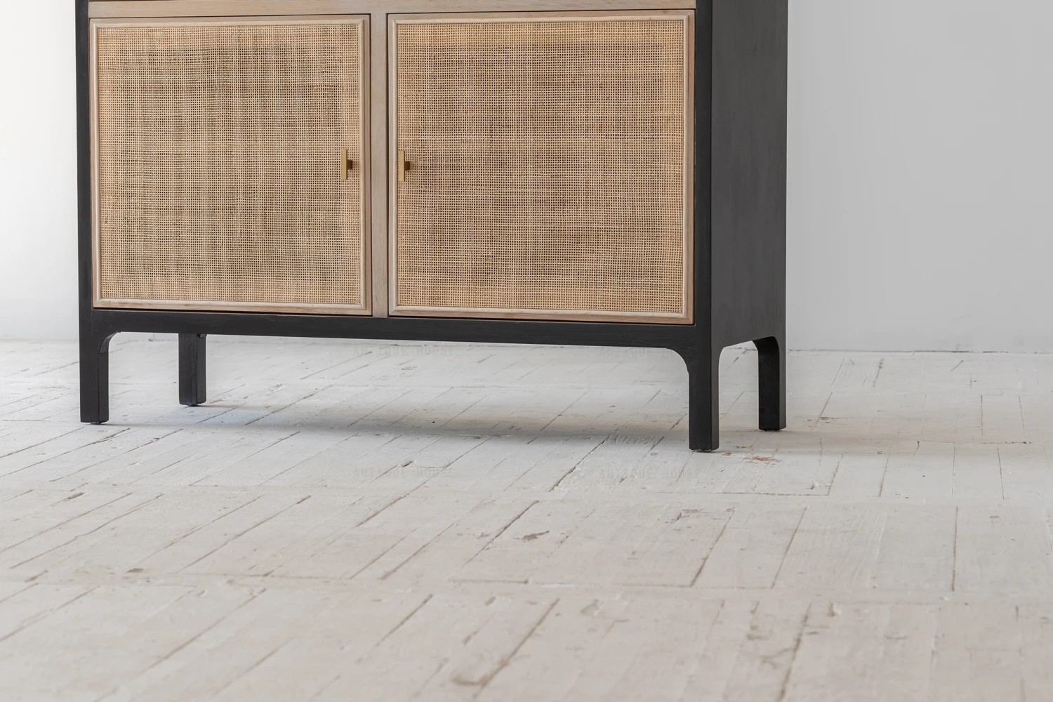 Antique Boho House Organic Furniture Oak Rattan showcase Corner Living Room Accent Arched Storage Wine Cabinets