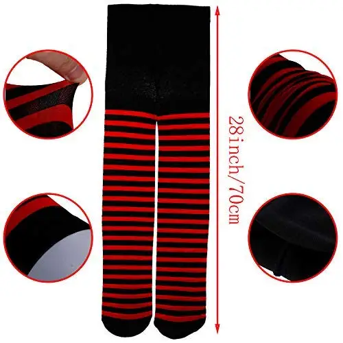 Lot De 2 Paires De Collants Opaques Rayés Halloween - Rayures Orange/noir Et Vert/noir - Pour Femme, Polyester