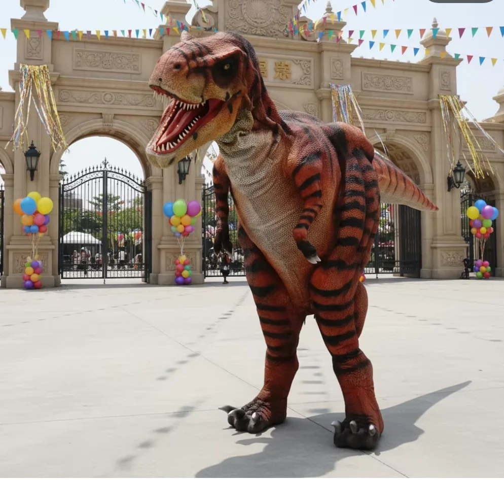 Realistic Hidden Leg Animatronic Adult Walking T-Rex Dinosaur Costume Suit With Sound for Theme Park Performance