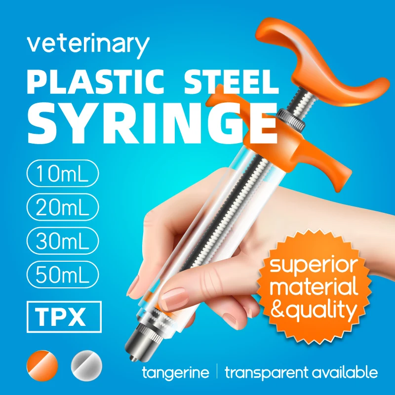 BLUEWORTH TPX Adjustable plastic veterinary syringes 10 20 30 50mL