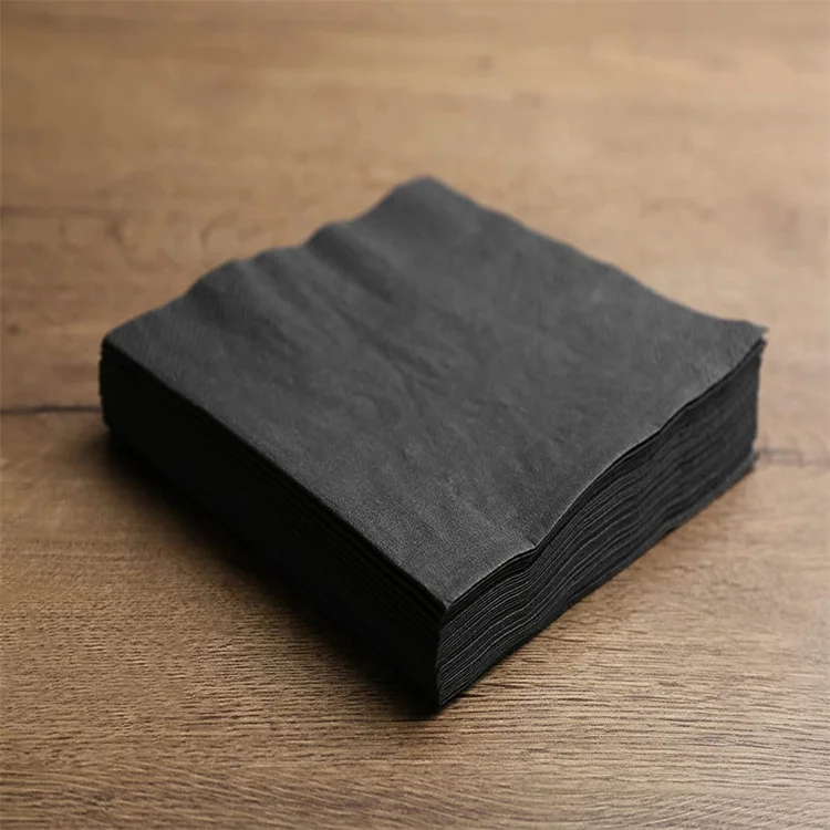 Mingxuan Black Cocktail Napkins Disposable Beverage for Bar Black Tissue for Restaurant