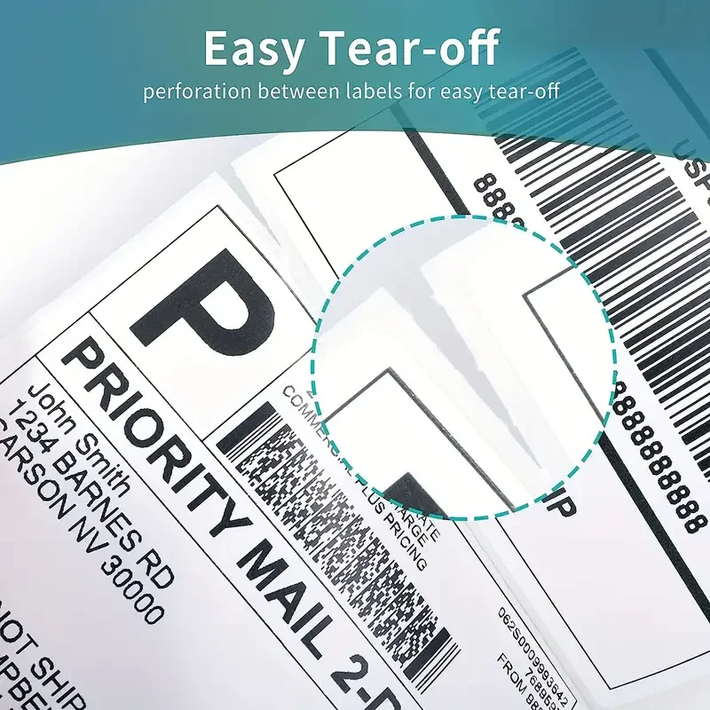 High Visibility Thermal Adhesive Waterproof Recyclable Paper Stickers 100*150 mm Thermal Labels for Shipping Packaging
