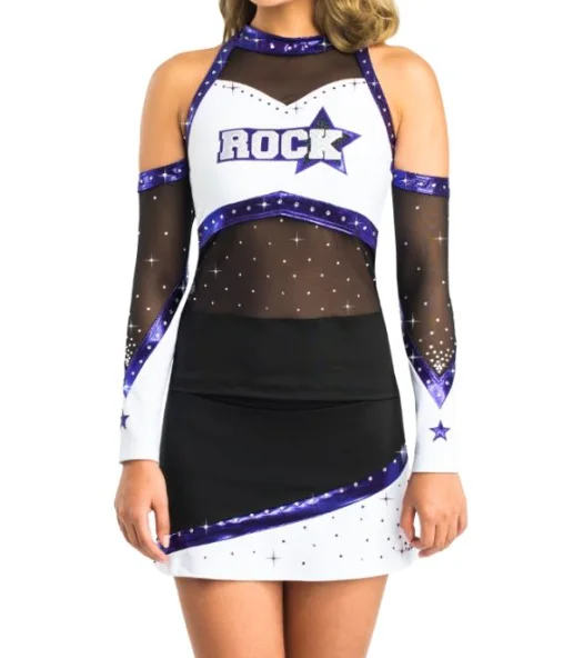 2025 Wholesale Competition Cheerleading Uniform Customized Full Sleeve Rhinestone Design Outfits