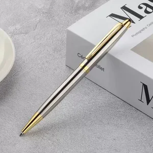 Premium Silver Stainless Steel Metal Ballpoint Pen with Custom Logo