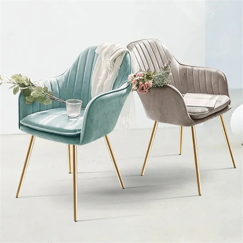 Cheap Nordic Velvet Fabric Modern Luxury Design Furniture living room chairs Upholstered Dining Chair With Metal Leg Gold