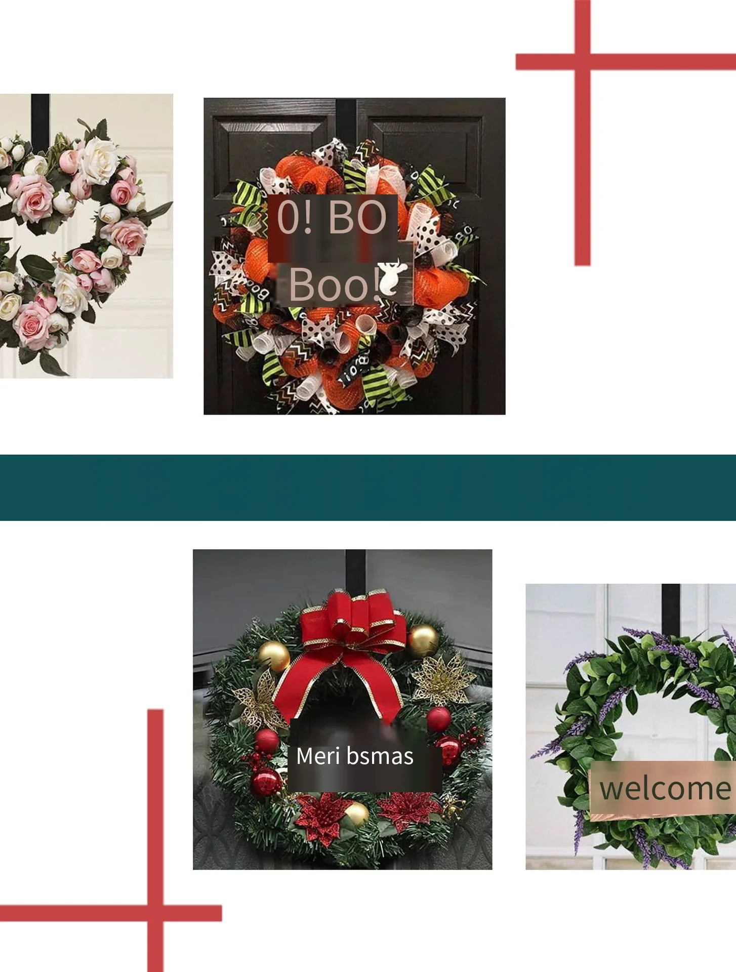 Simple iron manufacturers spot Amazon hot behind the door novelty hooks Christmas wreath creative 15-inch long novelty hooks details