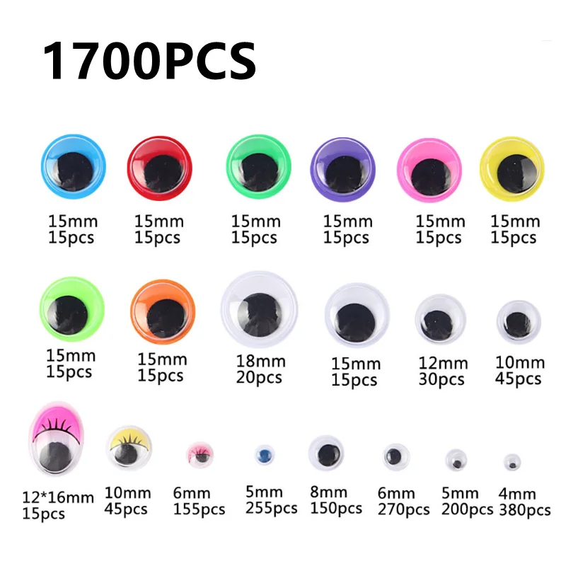 EMAAN 150 Pieces 20mm Multicolor Round Wiggle Googly Eyes with Self-Adhesive,for DIY Craft Sticker Eyes 