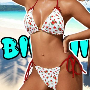 New Polka Dot Frilled Swimwear Ruffles Swimsuit Triangle Tie Side Bikinis Bathing Suits Women's Halter Bikini Sets