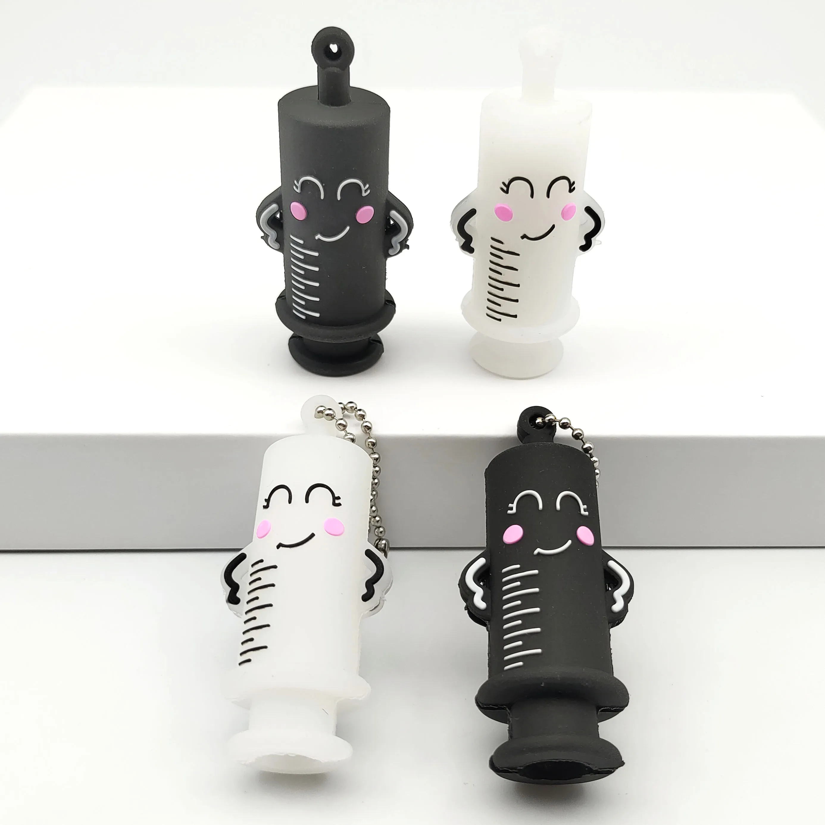 Mini Syringe Shape Rubber Ampoule Breaker with Ball Bead Chain Silicone Ampoule Opener Keychain Vinyl Medical Vial Opener