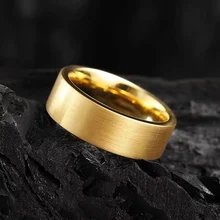 Factory Direct Sales fashion rings custom Matte Finish 18K Gold Plated Tungsten Ring best Wedding Ring Laser i love you couple