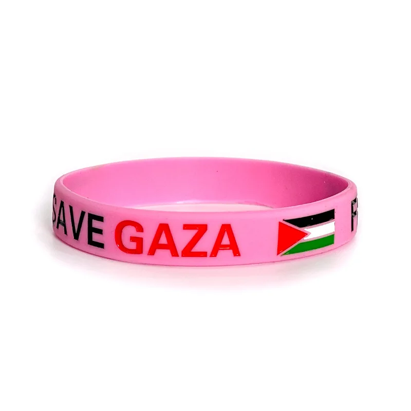Wholesale Promotional Stock Rubber Silicone Gaza Wristband Palestine Bracelet manufacture