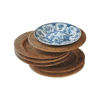 High quality Natural handmade woven rattan charger plate for wedding decor family dinner