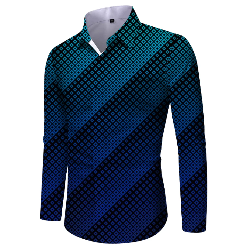 Sommer Übergroßes Top Casual Print Herrenhemd Langarm Grafikshirt Men335_voghion.com