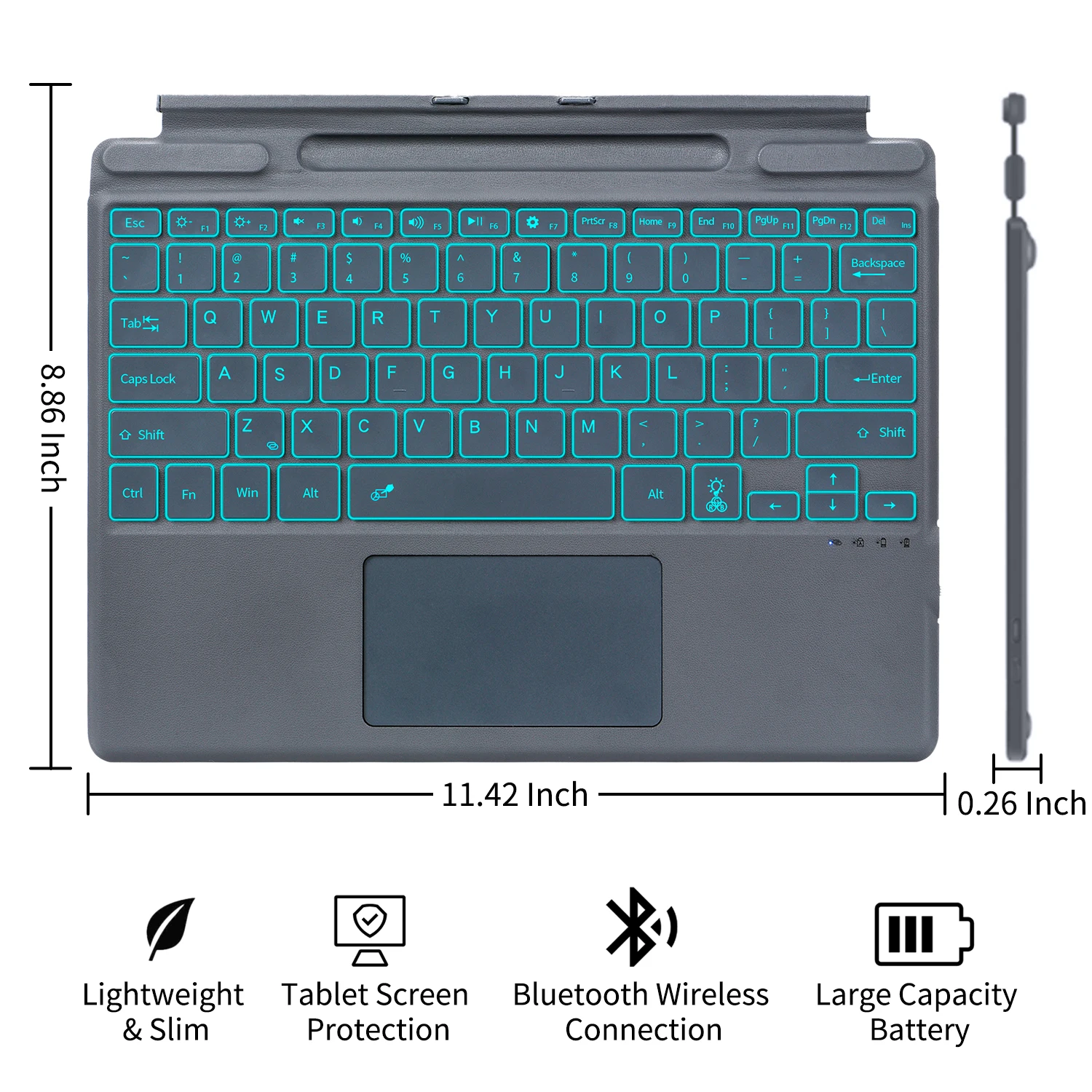 Surface Pro 8 Wireless Keyboard with Touchpad & Backlit