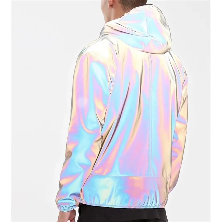Latest Fabric Design Full Zip Reflective Windbreaker Jacket for Men