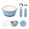 bowl 1pc+spoon 1pc+ fork 1pc-grey blue