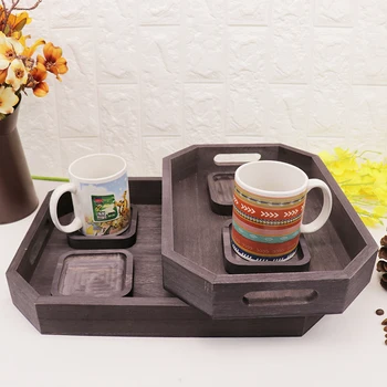 high quality custom household decor wholesale antique display cup  food serving  storage wooden tray