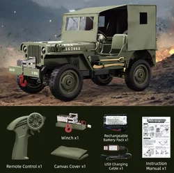 C8815 Rcカー クローラーオフロード車軍用トラック 1:10 1941 2025 JJRC C8815 RC Car - off-Road Crawler with Winch Canvas