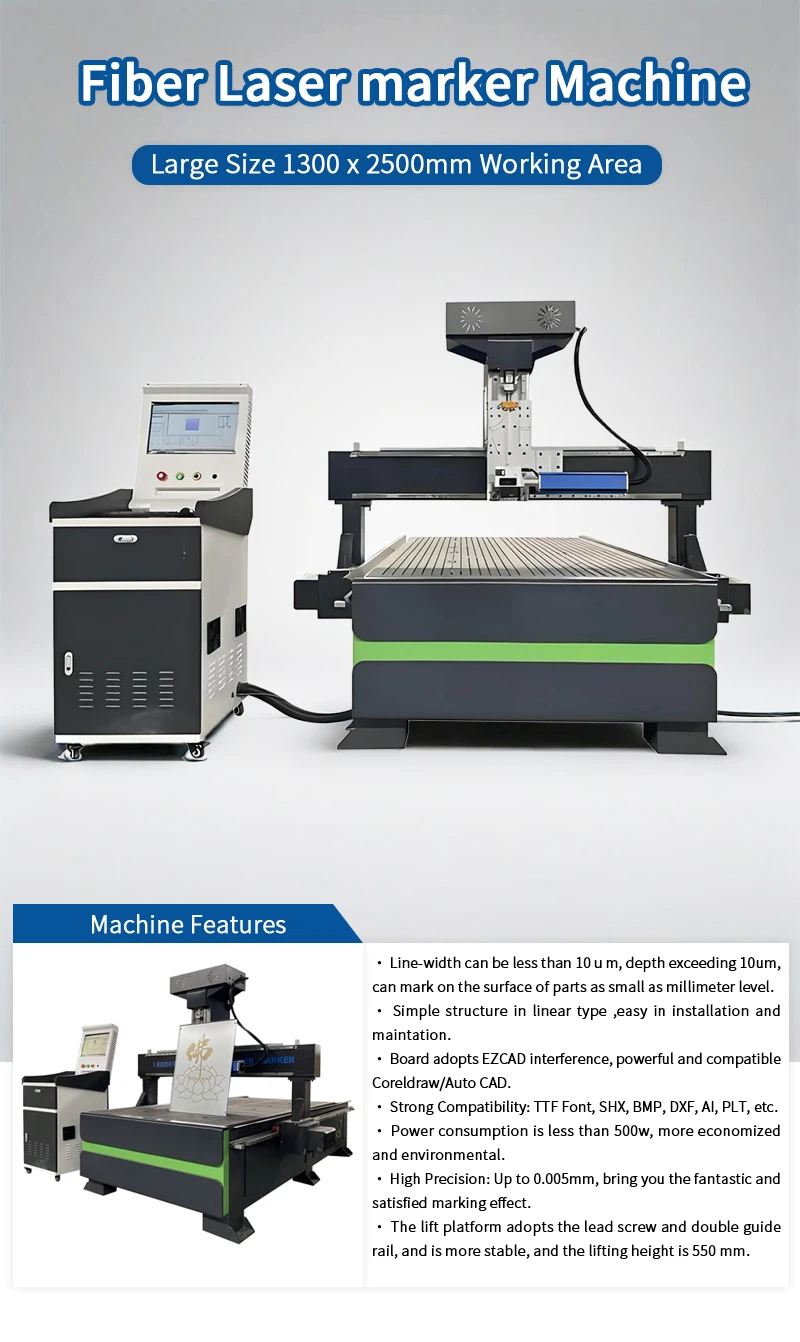 Large Format 1300 X 2500mm Working Area New 1325 Fiber Laser Marker Machine Supports DXF BMP AI Graphic Formats for Sale